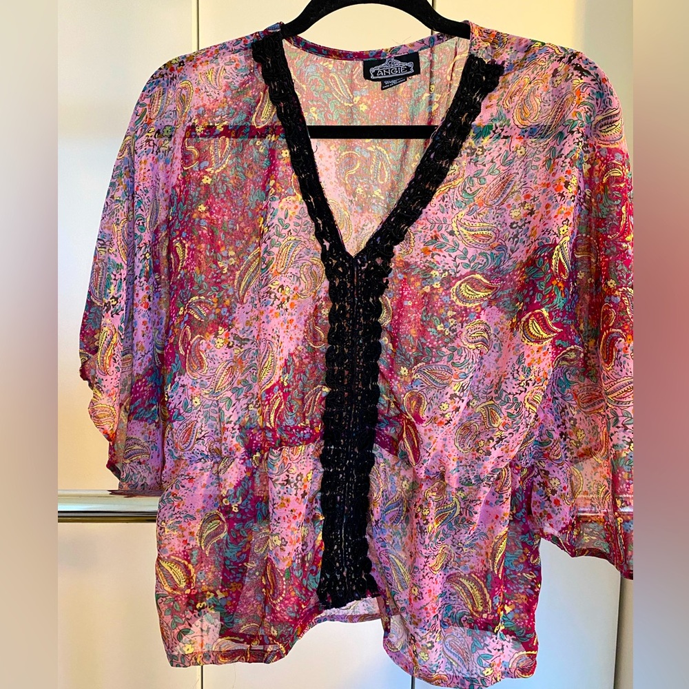 Pink Paisley Sheer Tunic Shirt